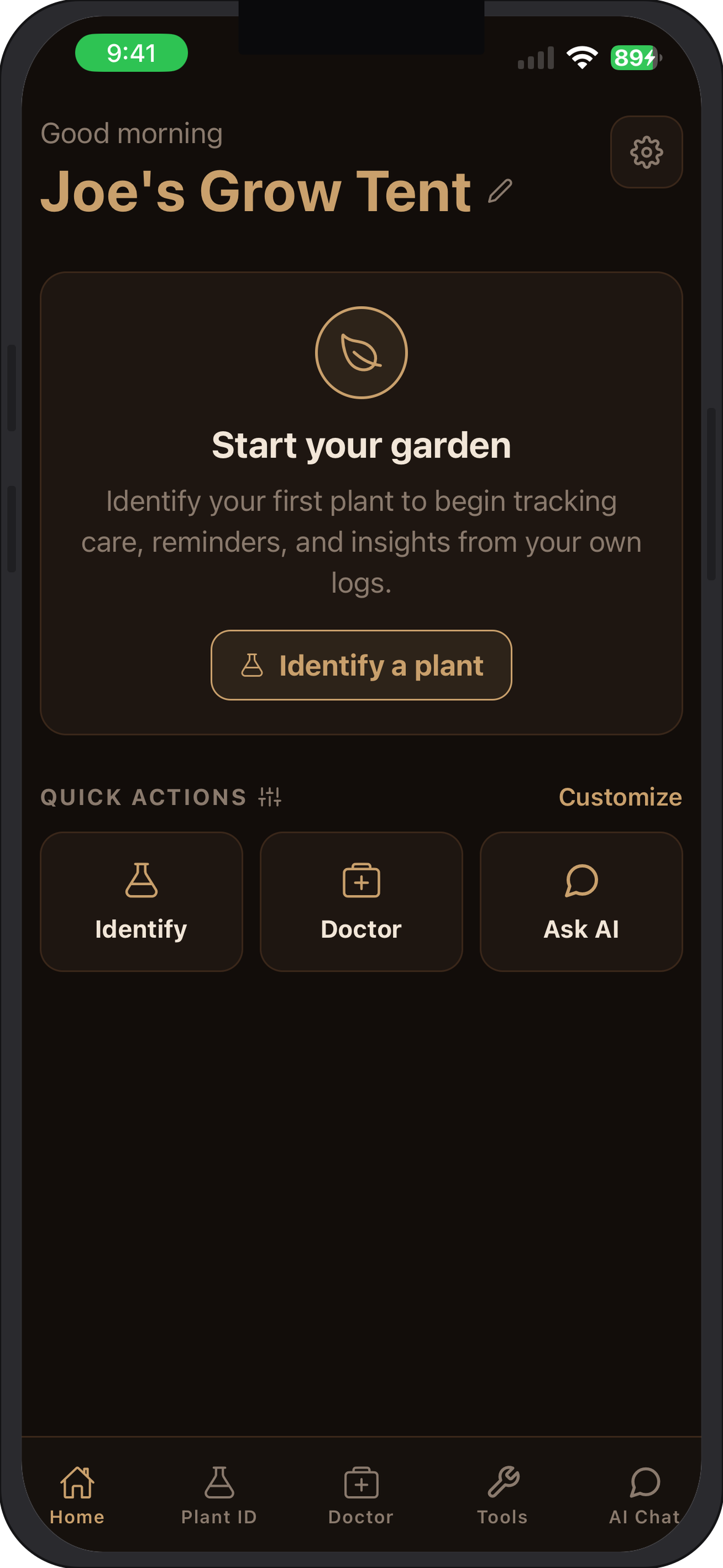 PlantSense Pro home dashboard